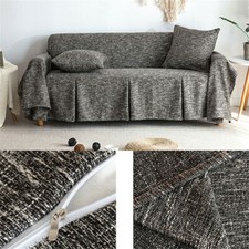 1/2/3/4 Seater Solid Cotton Blend Chair or Sofa Protector Slipcover Couch Cover