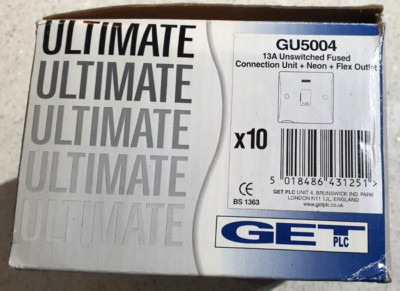 GET Schneider Slimline GU5004 13A ungeschaltete Sicherungsverbindung + Neon + Flex Out