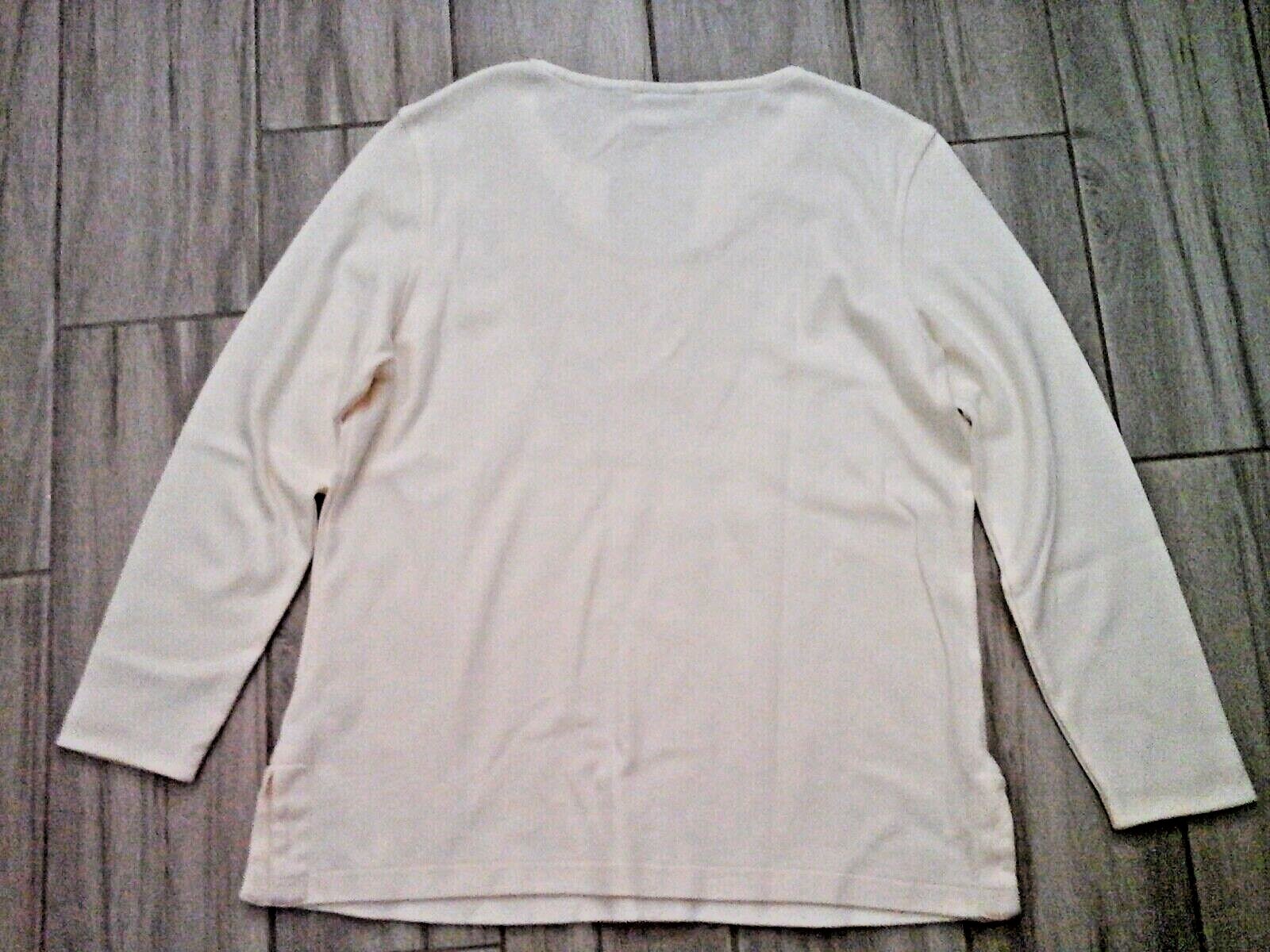 Classic Elements Solid Ivory Embroidered Long Sle… - image 3