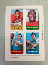 1969 Topps 4 in 1 Football Dixon, Goldie Sellers, Howard Twilley & Joe Namath