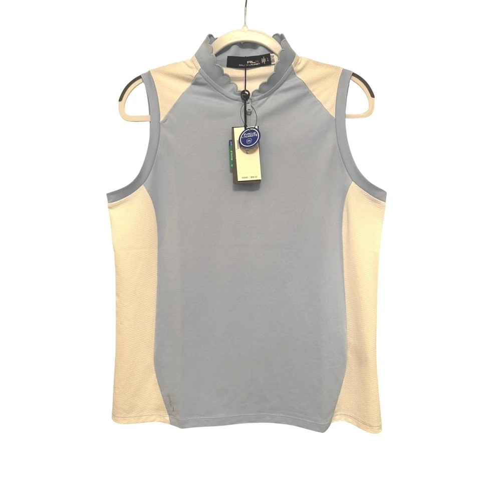 Nuevo con etiquetas Polo Ralph Lauren RLX Golf Air Tech Piqué-sl Mezcla Malla Bebé Azul Blanco Talla L Foto 3 de 4