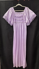 NOS w/ Tag Vtg Purple Lavender RIKKI NEW YORK Nylon Lace Satin Nightgown Sz M