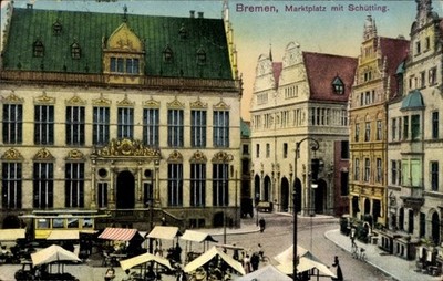 Postcard Hanseatic city of Bremen, marketplace with Schütting - 5045789