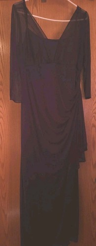💜 ALEX EVENING lila aubergine Babydoll A-Linie Kleid 16 S Ärmel hinten Reißverschluss Haken