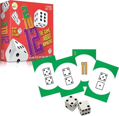 2 to 12 Math Dice Adding Card Game for Kids and Adult - 54 Cards & 2 XL Dice
