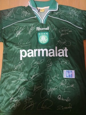 パルメイラス Copa Libertadores 99 サイン入りシャツ Palmeiras Copa Libertadores 99 Signed Shirt XL Collared Men's