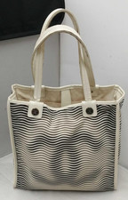 Borsa tote CHANEL tela bianca nera CC articolo usata originale buone condizio...