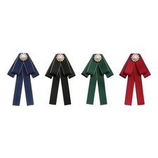 Women Bow Tie Pre Tied Pin Neck Tie Elegant Fashion Bow Brooch Clothes