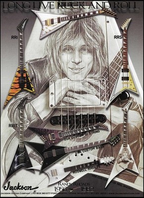 Jackson Randy Rhoads USA Custom Tribute guitar ad RR1 RR1T RR5 Roswell Bass