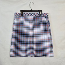 Talbots Womens Preppy Red Blue Checkered Plaid Lined Career A-line Skirt 6Petite