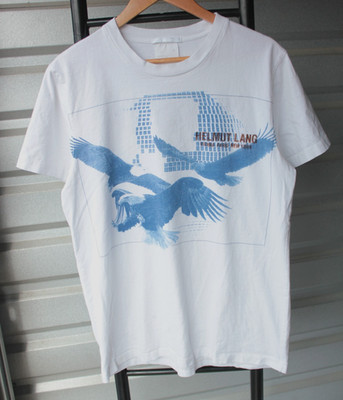 White Helmut Lang Eagle Big Print Desing Mens T-Shirt L