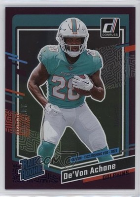 2023 Panini Donruss Rated Season Stat Line 102/500 De'Von Achane Rookie RC 04fu