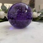 Vintage Italian Purple Paperweight Glass Controlled Bubble Murano Style 3.5"