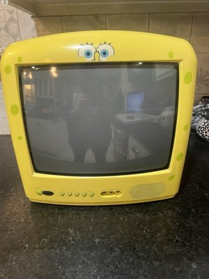 Spongebob Squarepants 13'' Yellow CRT TV SB313 For Parts. No Power cord cut