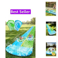 22.5FT Water Slide and 2 Inflatable Boards, Extra Long Heavy Duty Double Lawn...