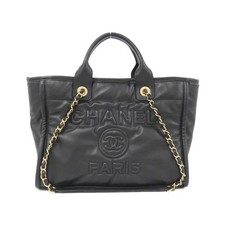 Chanel Deauville Line Calf Bag Women Black One Size