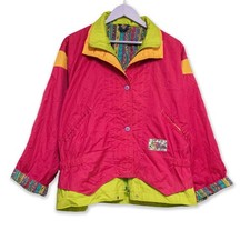 Giacca a vento Vintage rosa con bottoni anni 80 90 - Taglia M uomo