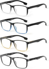 4 Pack Reading Glasses Men Blue Light Blocking with Spring Hinge, anti Eyestrain