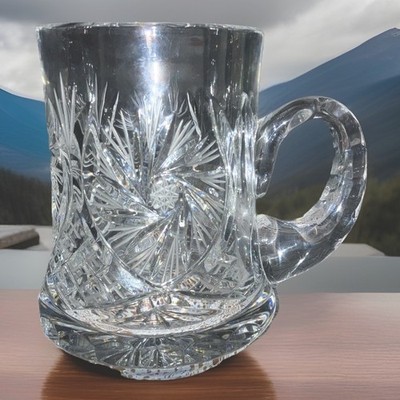 Vintage amerikanischer Brillant Kristall geschliffener Glaskrug H~11,5, T ~7cm, sehr guter Zustand unbenutzt 