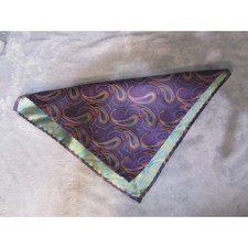 Handmade Mens Double Sided Paisley Pocket Square Purple Sage Green Silk Blend