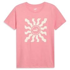 PUMA Novelty Sun Graphic Crew Neck Short Sleeve T-Shirt Womens Pink Casual Tops