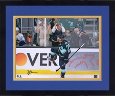 Framed Vince Dunn Seattle Kraken Signed 16x20 Navy Celebration Photograph