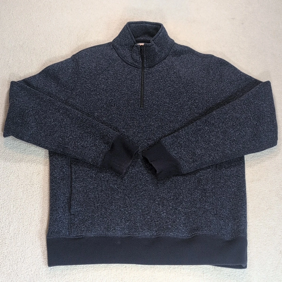 Pull Homme J.Crew En Laine D'agneau 100% - Gris, Zip 1/4, Motif Torsade - Taille L - Occasion Très Bon état