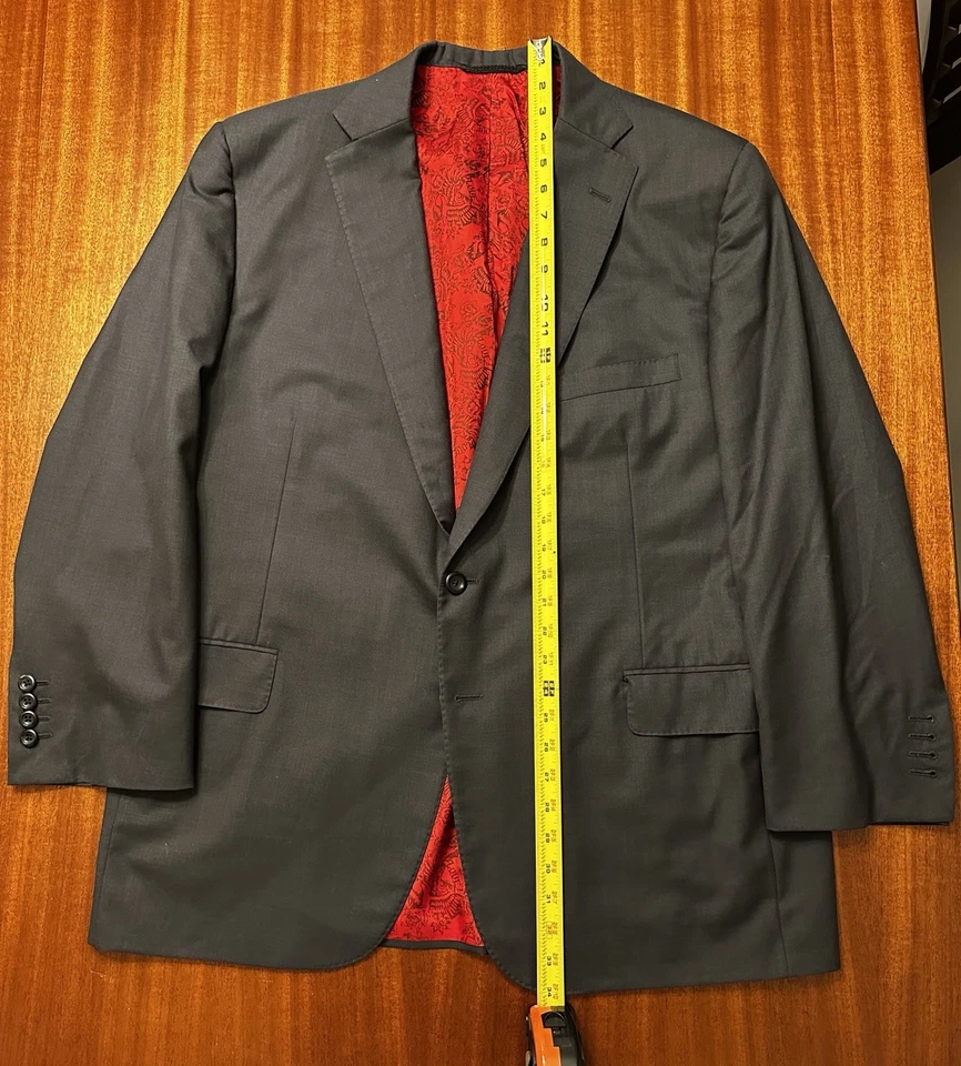 Tom James x Holland & Sherry полный холст серый шерстяной блейзер — 46R сделано в США - Изображение 3 из 4