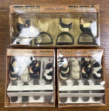 Country Quarter Chicken 4 Napkin Rings and 8 Spreaders