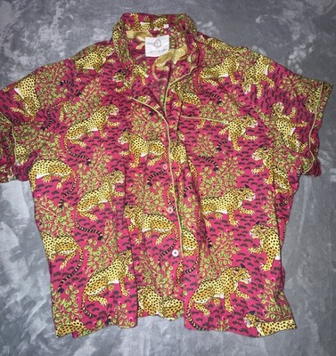 Printfresh Bagheera Leopard Print Short Sleeve Organic Cotton Pajama Top Size 5X