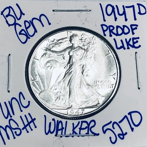1947 D BU UNCIRCULATED WALKING LIBERTY SILVER HALFDOLLAR AUTHENTIC U.S.MINT 5270