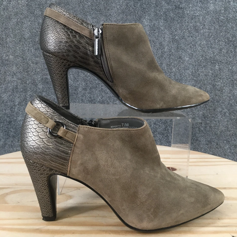 Botas Bandolino Mujer 7.5 M Kaeto Botín Cuero Marrón Punta Punta Cono Tacones Foto 2 de 4