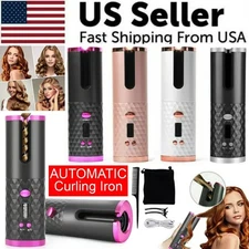 Hair Curler LCD Cordless Auto Rotating Waver Curling Iron Ceramic Wireless USA