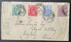 GB Edward Vll 1902  Jan 1st FDC 4 x stamps to Hong Kong via Singapore