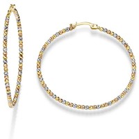 Ohrringe Creolen 45X2Mm KüGelchen Diamantiert 585 Gold Gelb/Weiß/Rot Tricolor
