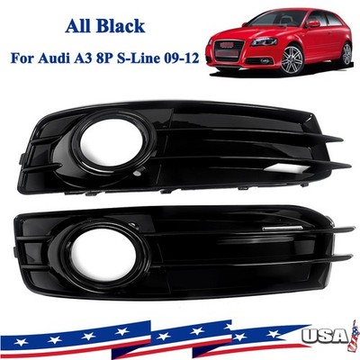 Front Bumper Fog Light Grille Cover Fit For 2009-2012 Audi A3 8P S-Line Pair NEW