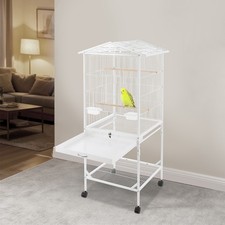Rolling Iron Bird Cage with Play Open Top Feeding Cups for Multiple Birds Home