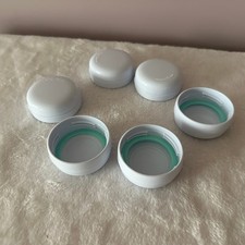 Maymom White Bottle Caps Lot of 6 Green Silicone Seals BPA Free