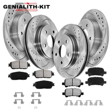 11.65" Front 10.59" Rear DRILLED Rotor Brake Pads for Toyota Avalon Camry Solara