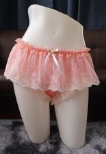 A124 2XL/ElasticW.24-44" VTG Style Orange Nylon Brief Hi-Cut Panties Knickers