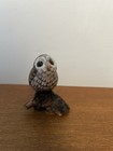 Miniature Carved and Painted Small Wood Tawny Owl Signed — photo 1