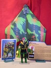 1991 GI JOE SKYMATE AIR COMMANDO GLIDER PILOT+ BOOMERANG, BOW + FILE CARDS ARAH