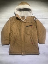 LL Bean Kids Insulated Fleece Lined Jacket Tan M 10 12 Outdoor Hooded Coat
