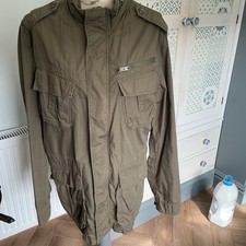 Schott NYC Men’s M-65 Military Field Jacket Olive Green - Size Large - Cotton