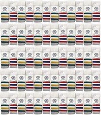 60 PK Yacht  Smith Bulk Kids Tube Socks, 4-6 White w/Stripes - Boys Crew Sock