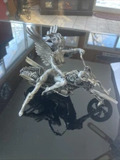 FRANKLIN MINT TEMPTATION RIDES THE BEAST PEWTER SCUPLTURE MOTORCYCLE JULIE BELL