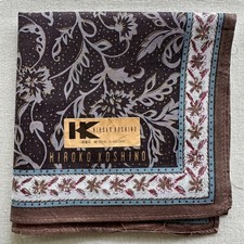 VTG Handkerchief Cotton Purple Floral Flourish Oriental Pattern Pocket Square 17