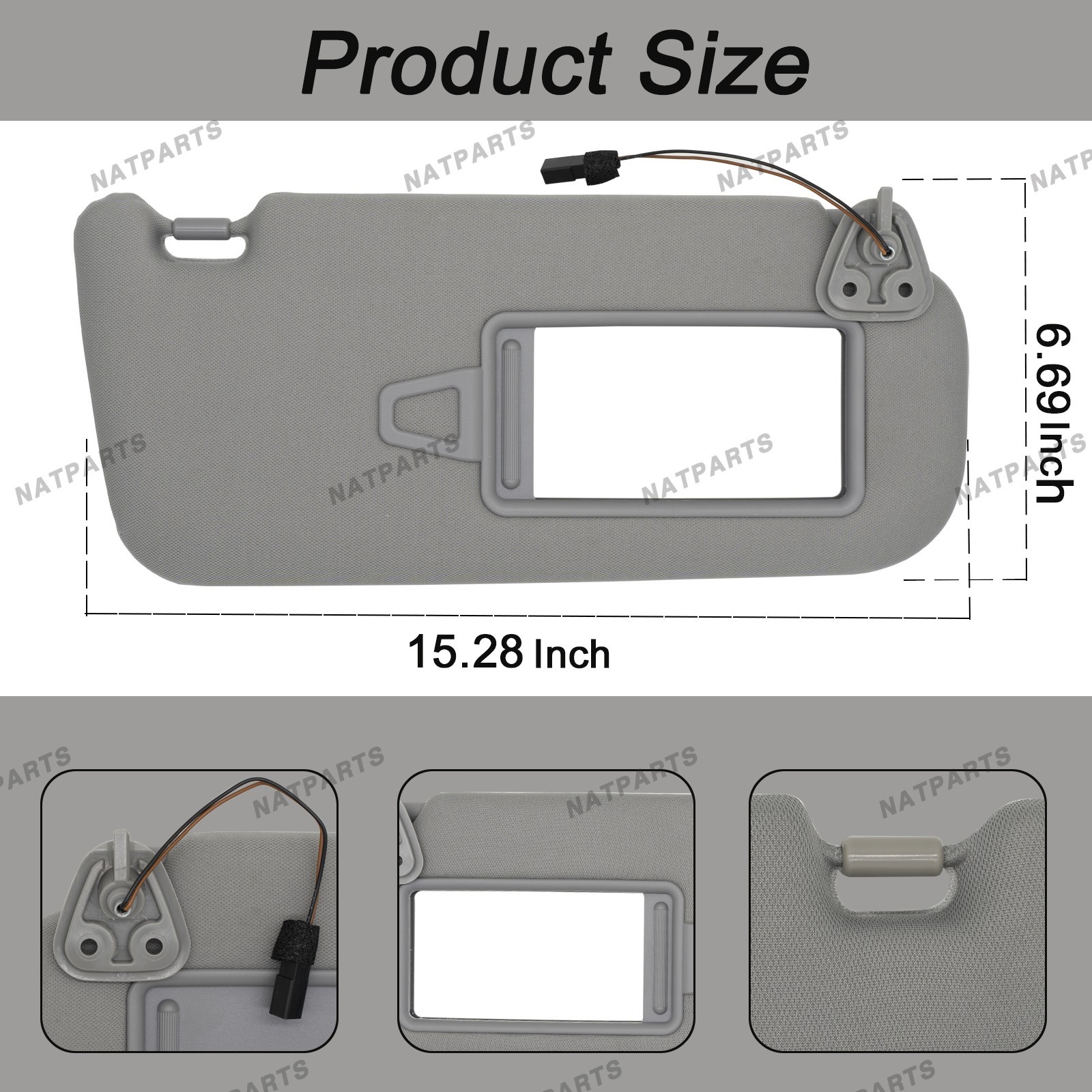 Right Passenge Side Sun Visor w/Light for Hyundai Elantra 2007-2010 852202H1618M