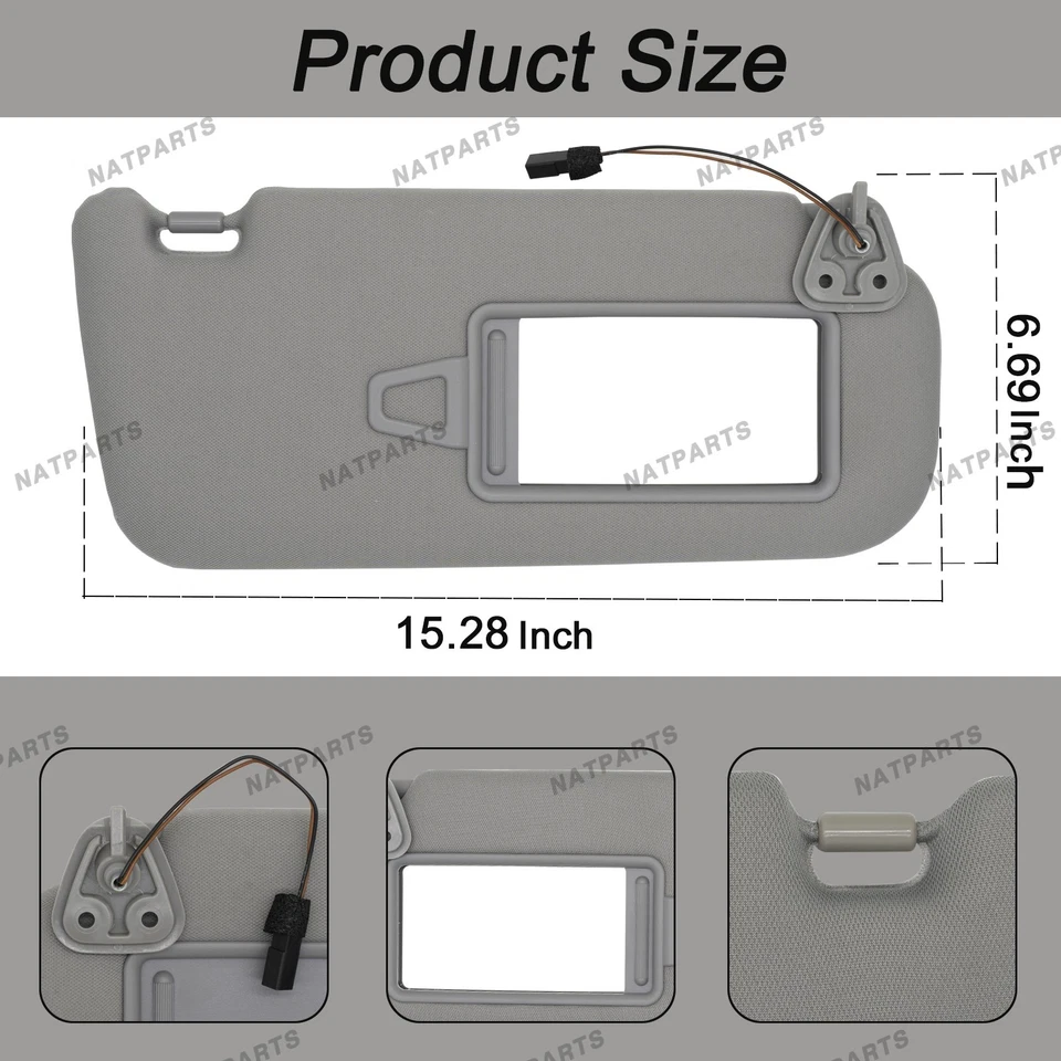 Parasol lateral derecho pasajero con luz para Hyundai Elantra 2007-2010 852202H1618M Foto 4 de 4