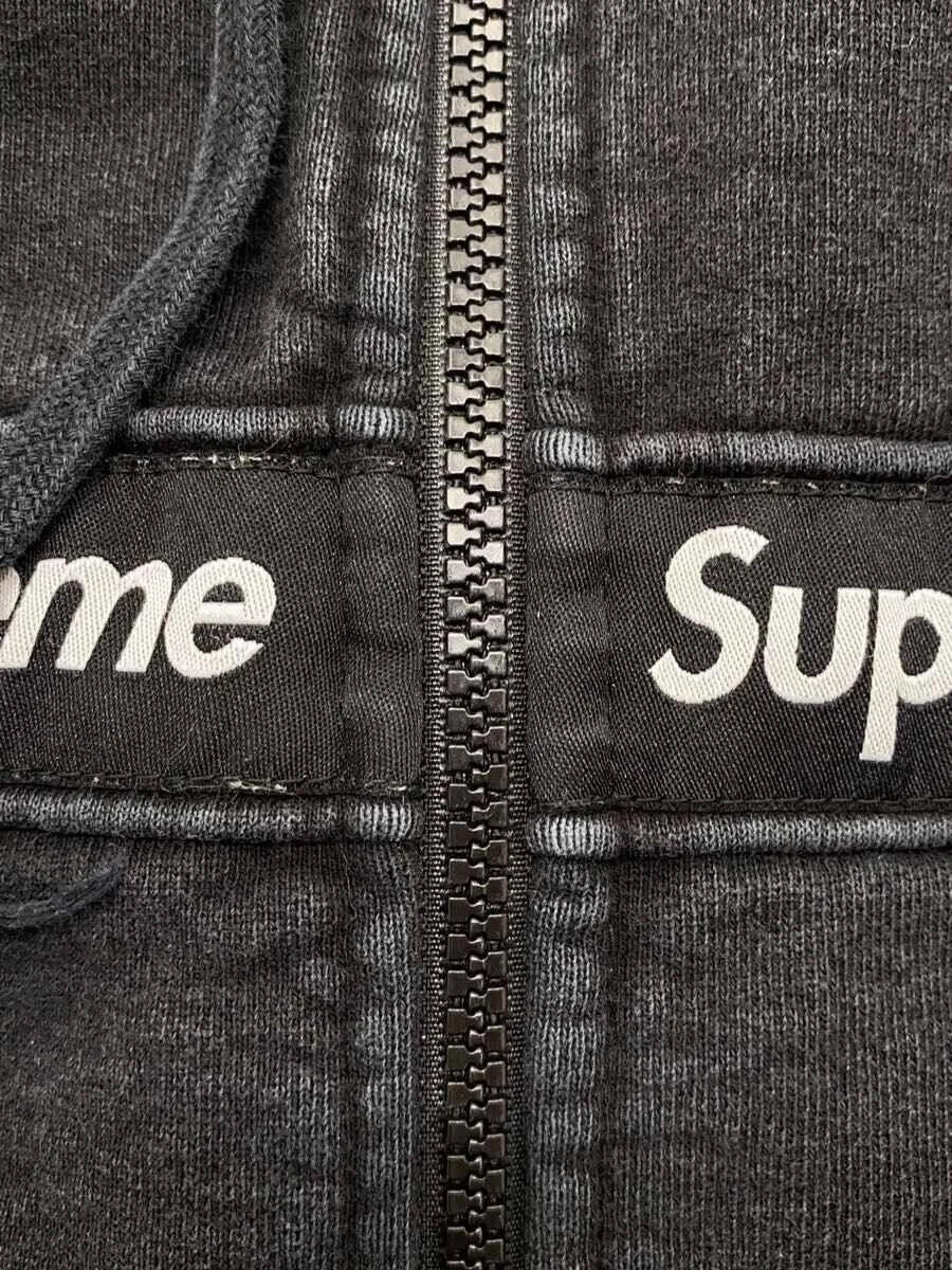Felpa Supreme con cappuccio zip testo righe M cotone nero usata